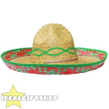GREEN TRIM MEXICAN SOMBRERO