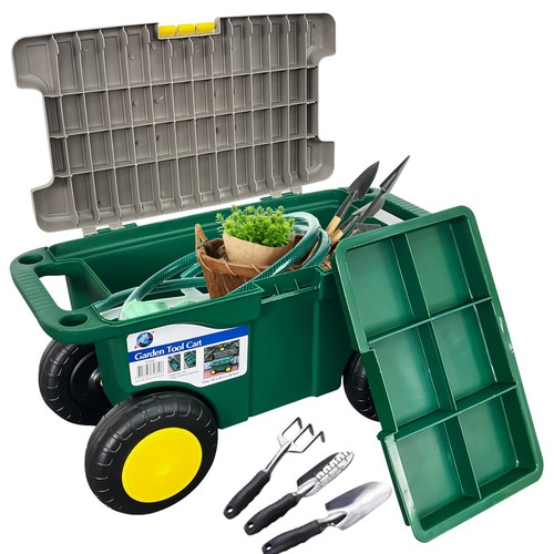Garden tool cart seat storage - cart,
