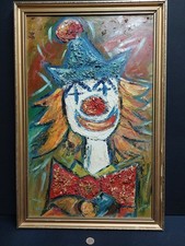 Vintage Laughing Clown Oil Painting Possibly by Nick Tomlinson