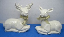 Fine-Grain White Porcelain Deer/Reindeer Figurines