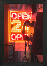 Red phone booth open - phone, 24/7