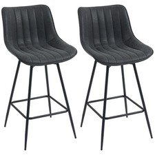 HOMCOM Swivel Bar Stools Set of 2, PU Leather Upholstered Bar Chairs, Black