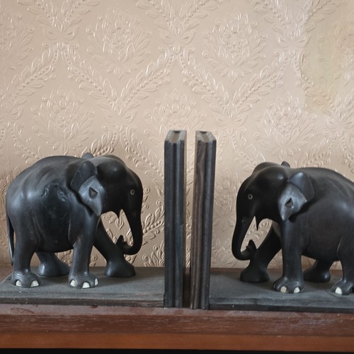 Antique elephant carved ebony - antique,