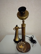 Vintage 80s Brass Candlestick Telephone Rotary Dial Retro Telephone