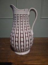 Dudson Relief Moulded Brown Jewel Jug Antique Victorian  24cm
