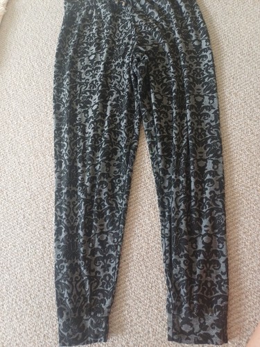 Floral grey black trousers - floral,