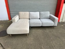 Made.com Jarrod LHF Corner Sofa in Cream Velvet and Washed Cotton.