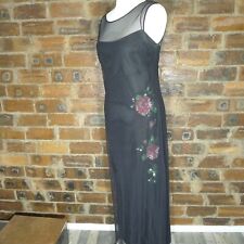 DEBUT AT DEBENHAMS BLACK TWIN LAYER MAXI DRESS WITH FLORAL SEQUINS DETAIL