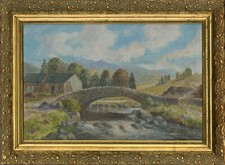 S.R. Knowles - Contemporary Oil, Old Packhorse Bridge, Cumbria