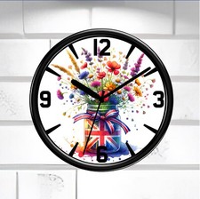 UK Floral Wall Clock Union