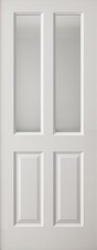 PREMDOR 4 Panel Smooth Internal Door 2L Hollow Core White Primed Frosted Glass