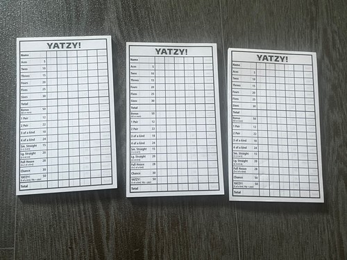 Yahtzee yatzy score sheets - yahtzee,