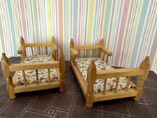 Dolls House - Two Pine Single Beds 1:12 Scale (Lot 601)