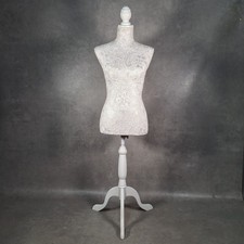 Lace Covered Female Dressmakers Mannequin Display Stand White Shabby Chic