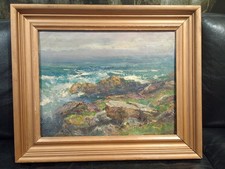 l Cornish Oil Seascape Cornwall Manner Of  Gustave Loiseau 20s 30s