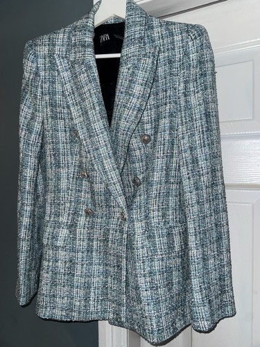 Zara blue white boucle - blue,
