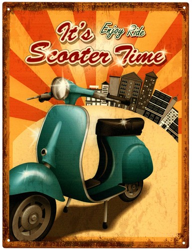 Decorative metal sign scooter