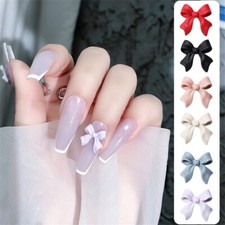 100x 3D Acrylic Bow Nail Charms Beads Bow-Knot Nail Art Rhinestones 10 Colors