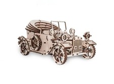 Working Wooden Hot Rod Model Kit – Retro Rubber Band-Powered Vintage Car Toy