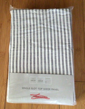 John Lewis single slot top sheer panel Striped Voile NAVY 140cm x 229cm RRP £25