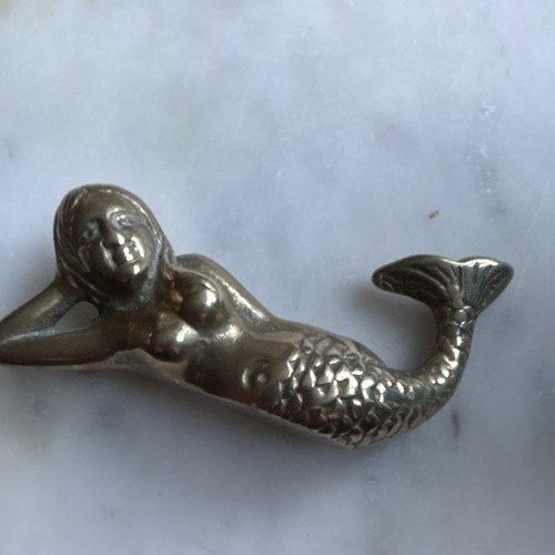 Brass mermaid figurine - brass,