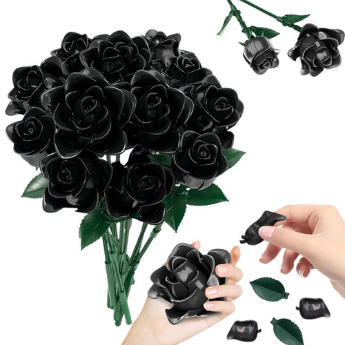 Black rose bouquet set - black,