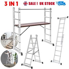 3 Way Combination Ladder Scaffold Aluminium Multi Purpose Ladder Platform New UK