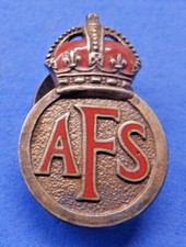 AFS Auxiliary Fire Service WW2 Home Front Mufti Lapel Badge Sterling Silver