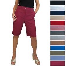 Ladies High Waist Tailored Knee Length Shorts Summer Smart Casual Day Evening