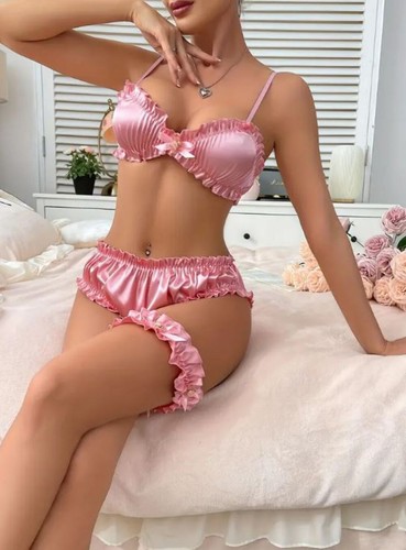 Women satin bra knickers set - women's,