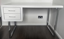 Loganton canora grey home office desk for kids, teenagers. White high gloss