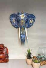 Elephant Wall Mask - Blue Gold