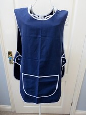 Vintage Tabard Apron Size XL XOS Plus Size Navy Granny 80s Pocket Dinner Lady