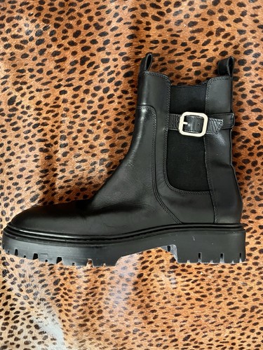 Zara black leather - black,
