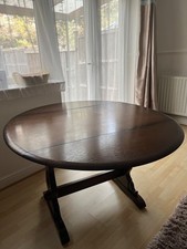 Priory Vintage 1970 Old Charm Ercol Style Oak Wood Drop Leaf Dining Table