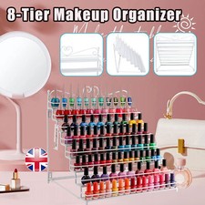 8 Tiers White Nail Polish Display Rack Stand Holder Organiser Storage Shelf UK