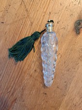 Vintage Glass Perfume/Cologne Vial Bottle Green Tassle 8cm Long