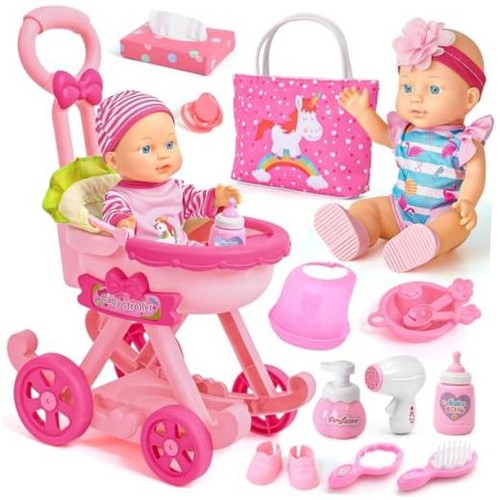Girl baby doll stroller - doll, toy