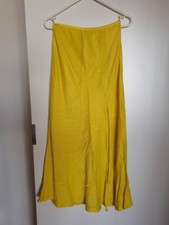 petite yellow satin midi skirt