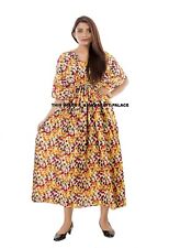 Hippie Plus Size Summer Boho Women Short Sleeve Loose Kaftan Long Maxi Dress
