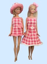 KNITTING PATTERN 235: BARBIE / 12" DOLL, Movie gingham sun dress & beach outfit