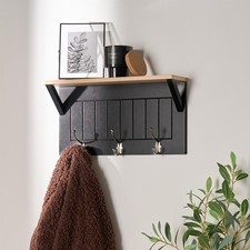 OHS Coat Rack Wall Mounted Shelf Engineered Wood Floating Display Unit
