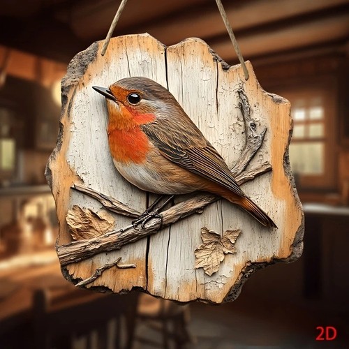Wooden robin design wall - wooden,