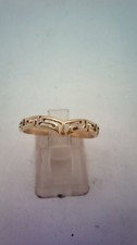 Hallmarked 14 ct Gold Greek key Patterned Wishbone Ring Size T.