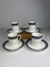 Royal Doulton - Sherbrooke  - 4 x Espresso - Coffee / Demi Tasse Cups & Saucers