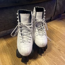 No Fear White Classic Look Quad Retro Roller Skates - UK Size 6 Good Condition 