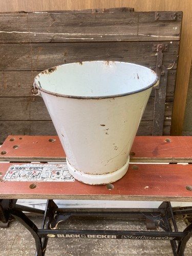 Vintage white enamel bucket - vintage,