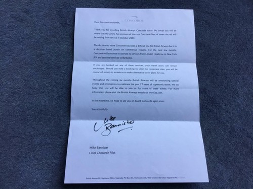 Mike bannister signed letter - mike,