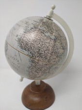 ANTIQUE STYLE TIN/METAL & WOODEN DESK GLOBE approx 11" in height