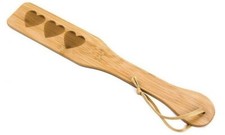 Wooden Spanking Paddle Engraved Hearts Love Flogger Whip With Knot 30cm X 5cm